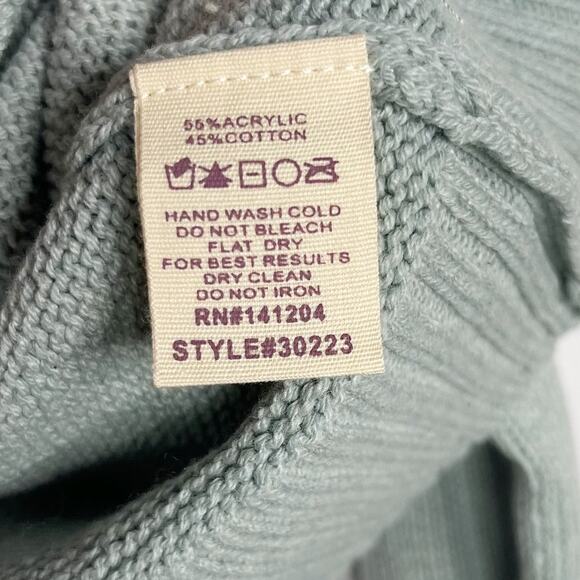 New Hem & Thread M Seafoam Green Crew Knit Sweater Cotton Blend Textured Stitch - Picture 7 of 8